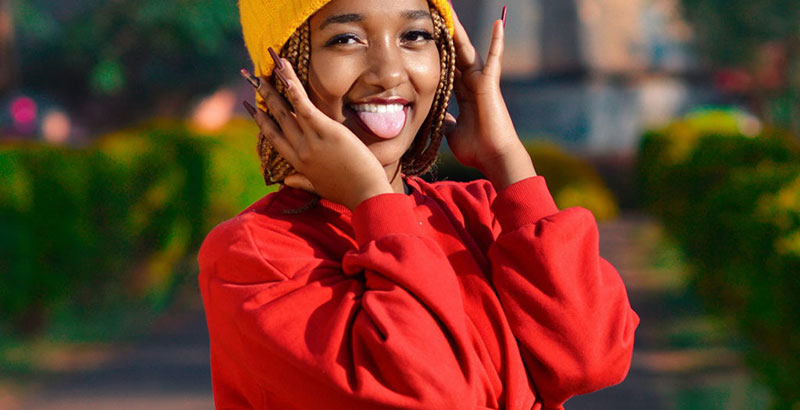 Woman wearing beannie